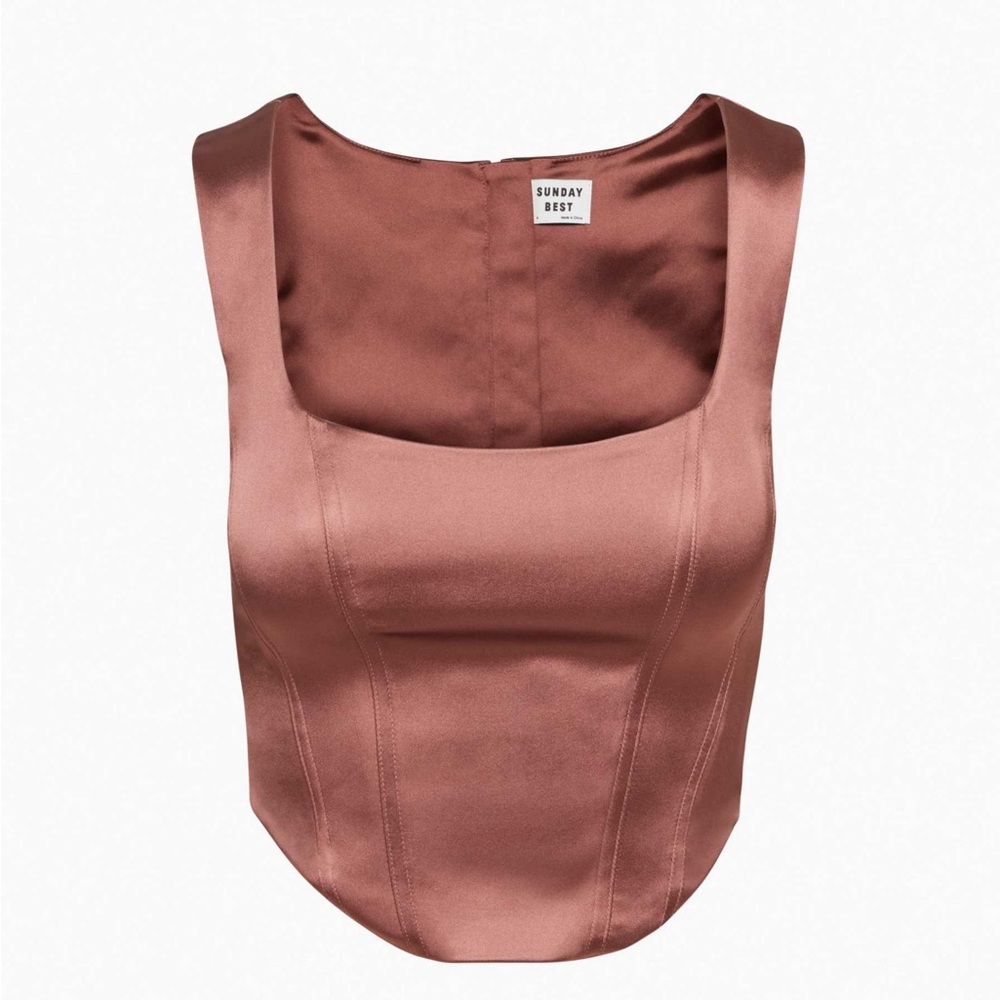 Sunday Best Satin Crop Top - Brown